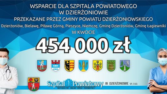 454 TYS. ZŁ DLA SZPITALA OD GMIN Z POWIATU DZIERŻONIOWSKIEGO