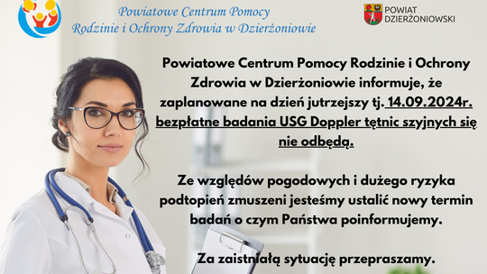 Bezpłatne badania USG Doppler odwołane