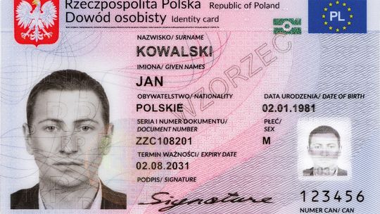 DOWÓD OSOBISTY Z ODCISKIEM PALCA I PODPISEM POSIADACZA