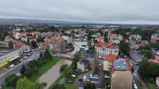 Dzierżoniów - widok z drona na zalane tereny