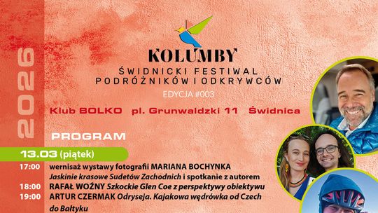 Festiwal Podróżników i Odkrywców KOLUMBY 2026 Festiwal Podróżników i Odkrywców KOLUMBY 2026