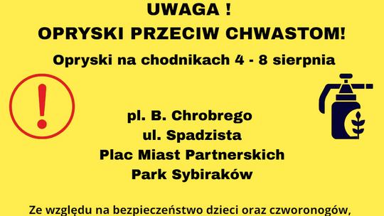 Opryski, rozpiska na ten tydzień i komunikat o używanym środku.