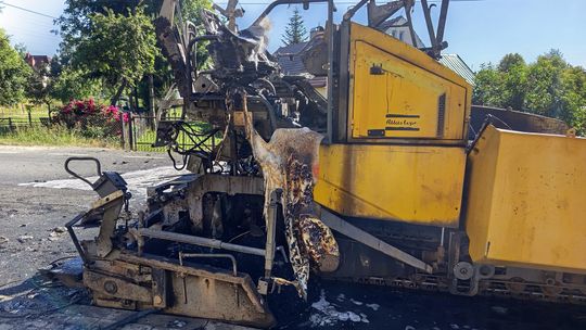 Piława Dolna, pożar maszyny układającej masę bitumiczną