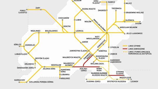 19 września: planowany stan sieci Kolei Dolnośląskich