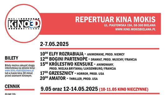 Repertuar KINO MOKIS BIELAWA - maj 2025