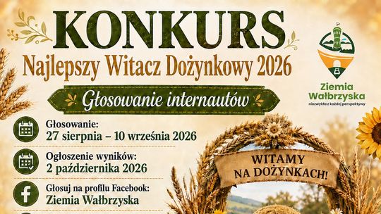 Rusza konkurs na „Najlepszy Witacz Dożynkowy 2026” w Powiecie Wałbrzyskim