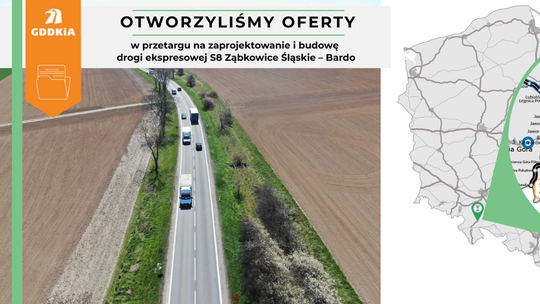 Sześć firm złożyło oferty na budowę S8 na odcinku Ząbkowice Śląskie – Bardo