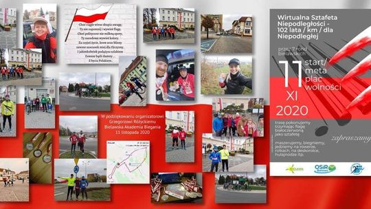 WIRTUALNA SZTAFETA NIEPODLEGŁOŚCI  102 LATA/KM/DLA/NIEPODLEGŁOŚĆ BIELAWA 2020