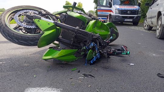 Wypadek z udziałem motocyklisty w Nowiźnie