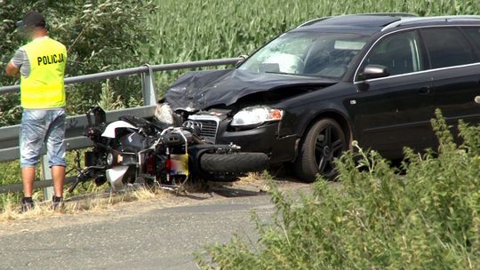 Zderzenie motocykla z Audi