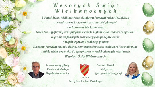 Życzenia Wielkanocne od Zarządu i Rady Powiatu Kłodzkiego