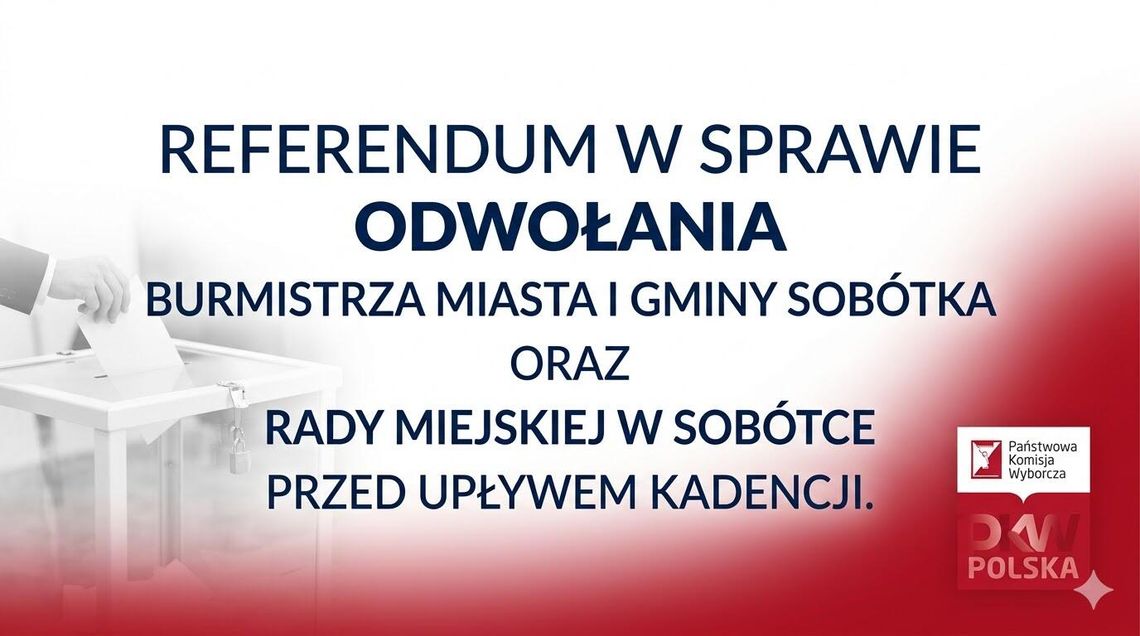 26 kwietnia w Sobótce odbędzie się referendum w sprawie odwołania burmistrza oraz rady miejskiej