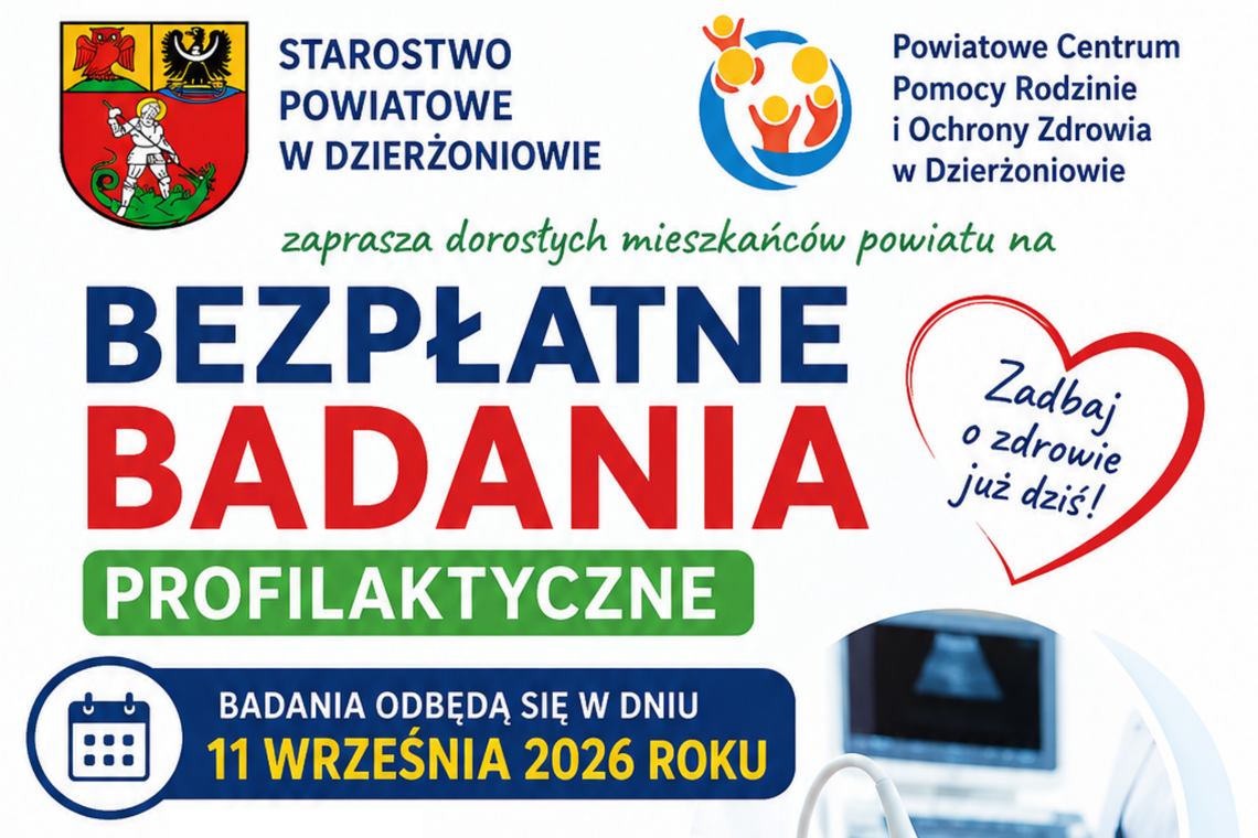 Bezpłatne badania profilaktyczne dla mieszkańców powiatu dzierżoniowskiego Bezpłatne badania profilaktyczne dla mieszkańców powiatu dzierżoniowskiego