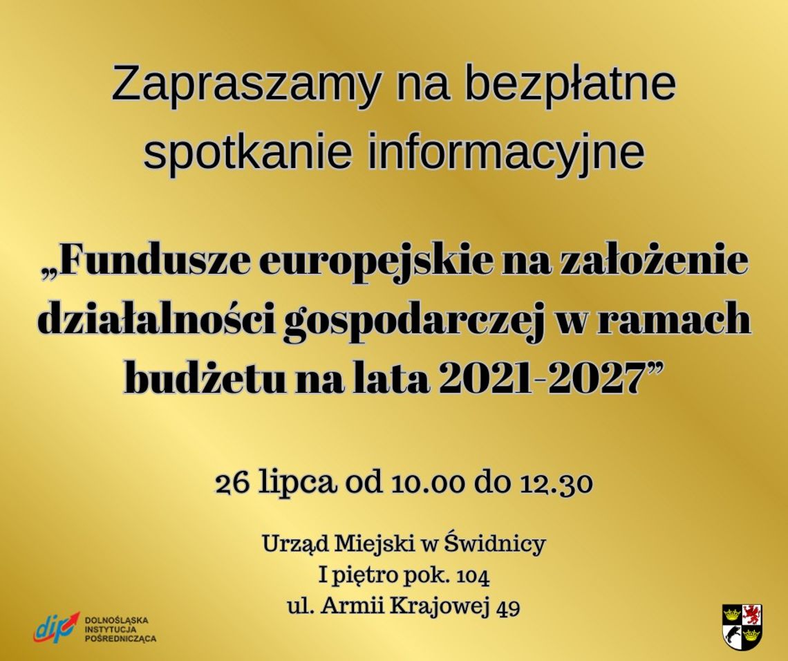 Bezpłatne spotkanie „Fundusze europejskie na założenie działalności gospodarczej w ramach budżetu na lata 2021-2027”