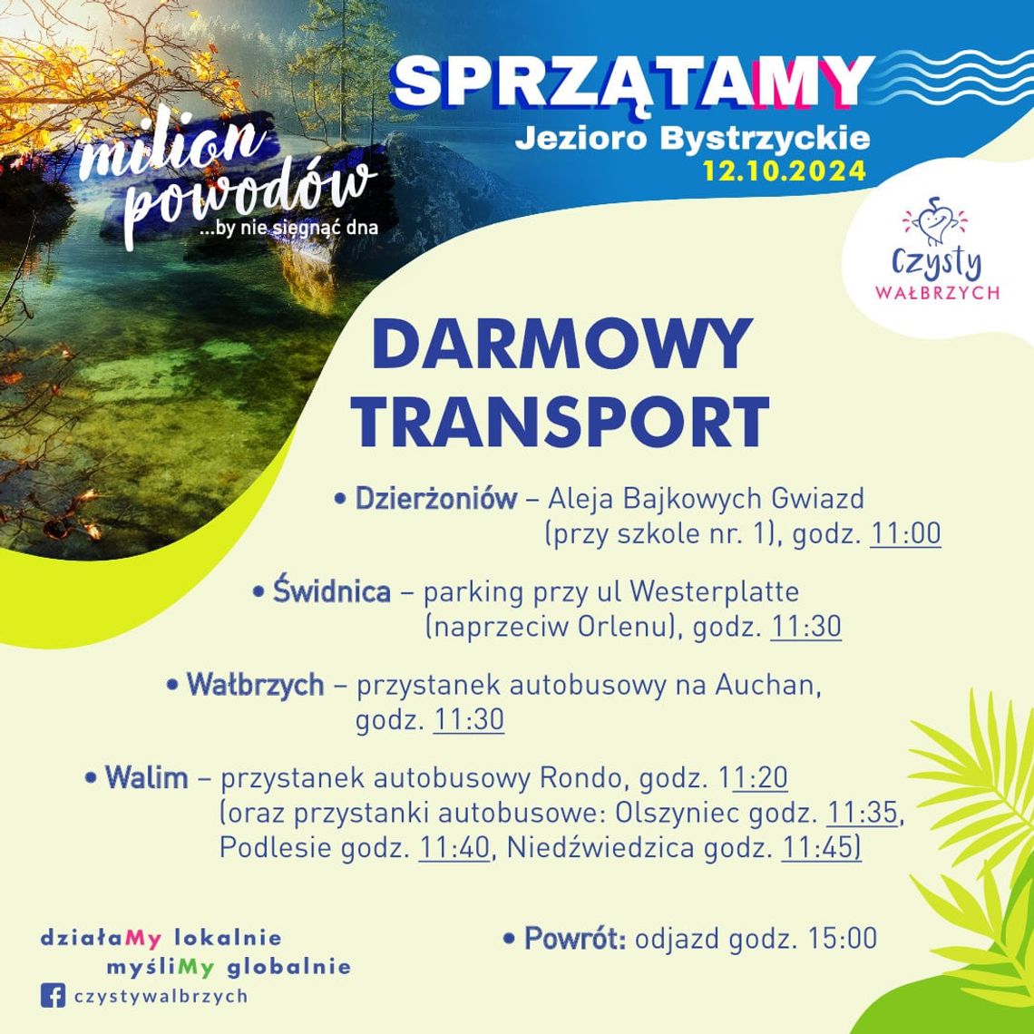 Darmowy transport na akcję sprzątania Jeziora Bystrzyckiego