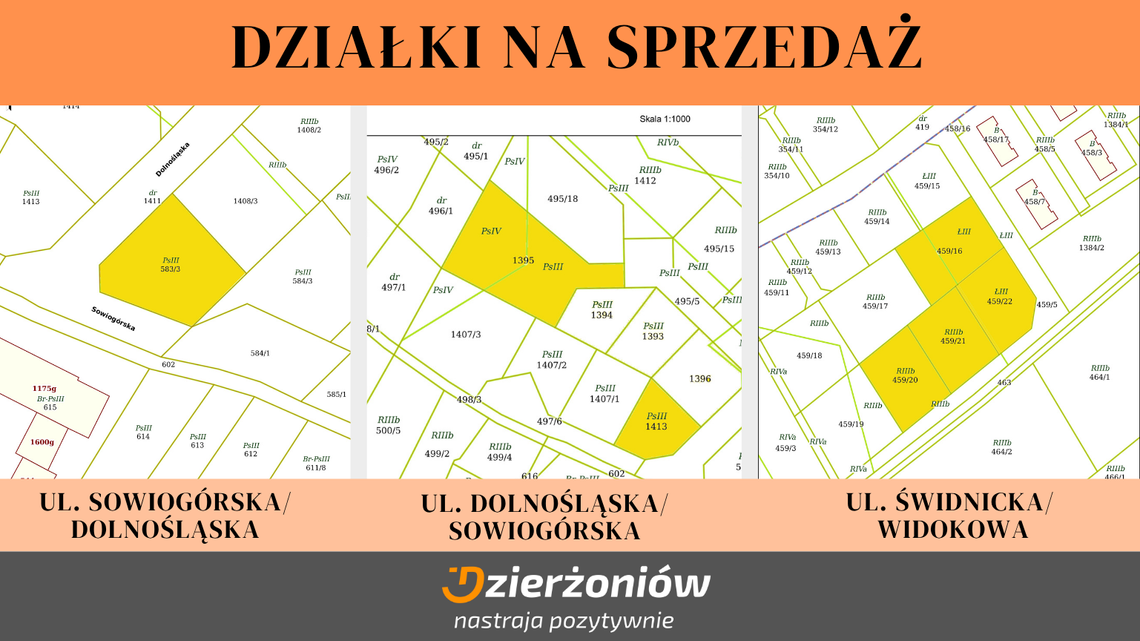 Działki pod zabudowę jednorodzinną w Dzierżoniowie