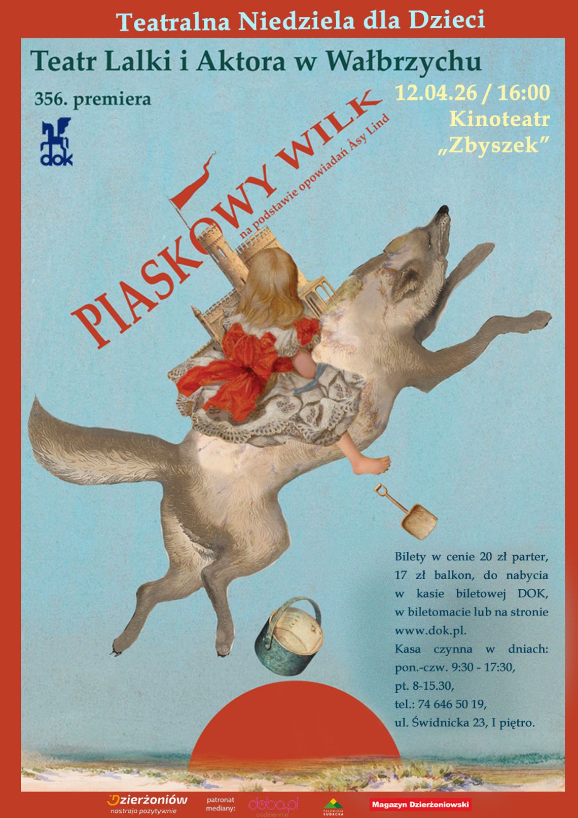 Dzierżoniów: "Piaskowy Wilk" - TEATRALNA NIEDZIELA - 12.04.2026 Dzierżoniów: "Piaskowy Wilk" - TEATRALNA NIEDZIELA - 12.04.2026