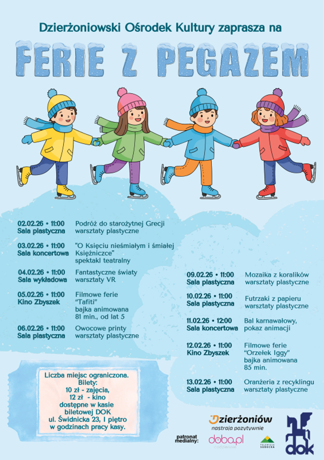 Dzierżoniowski Ośrodek Kultury zaprasza do udziału w zajęciach feryjnych dla dzieci