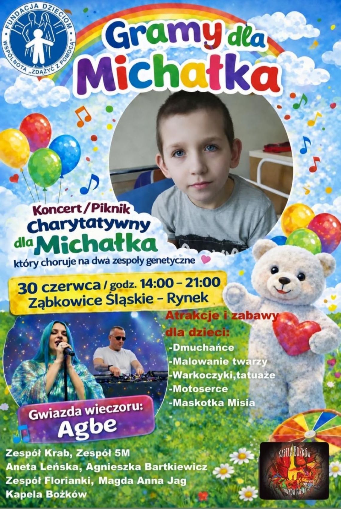 GRAMY DLA MICHAŁKA! Wielki Koncert i Piknik Charytatywny! GRAMY DLA MICHAŁKA! Wielki Koncert i Piknik Charytatywny!