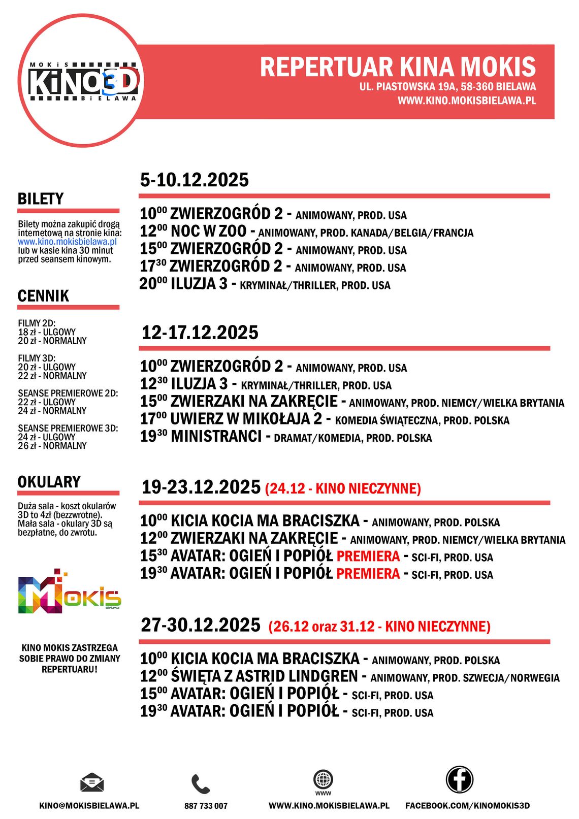 Kino MOKiS w Bielawie zaprasza w grudniu na seanse