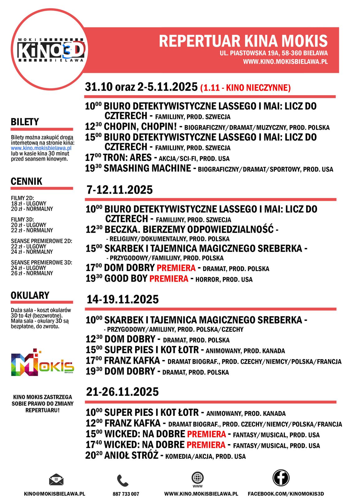 Kino MOKiS w Bielawie zaprasza w listopadzie na seanse