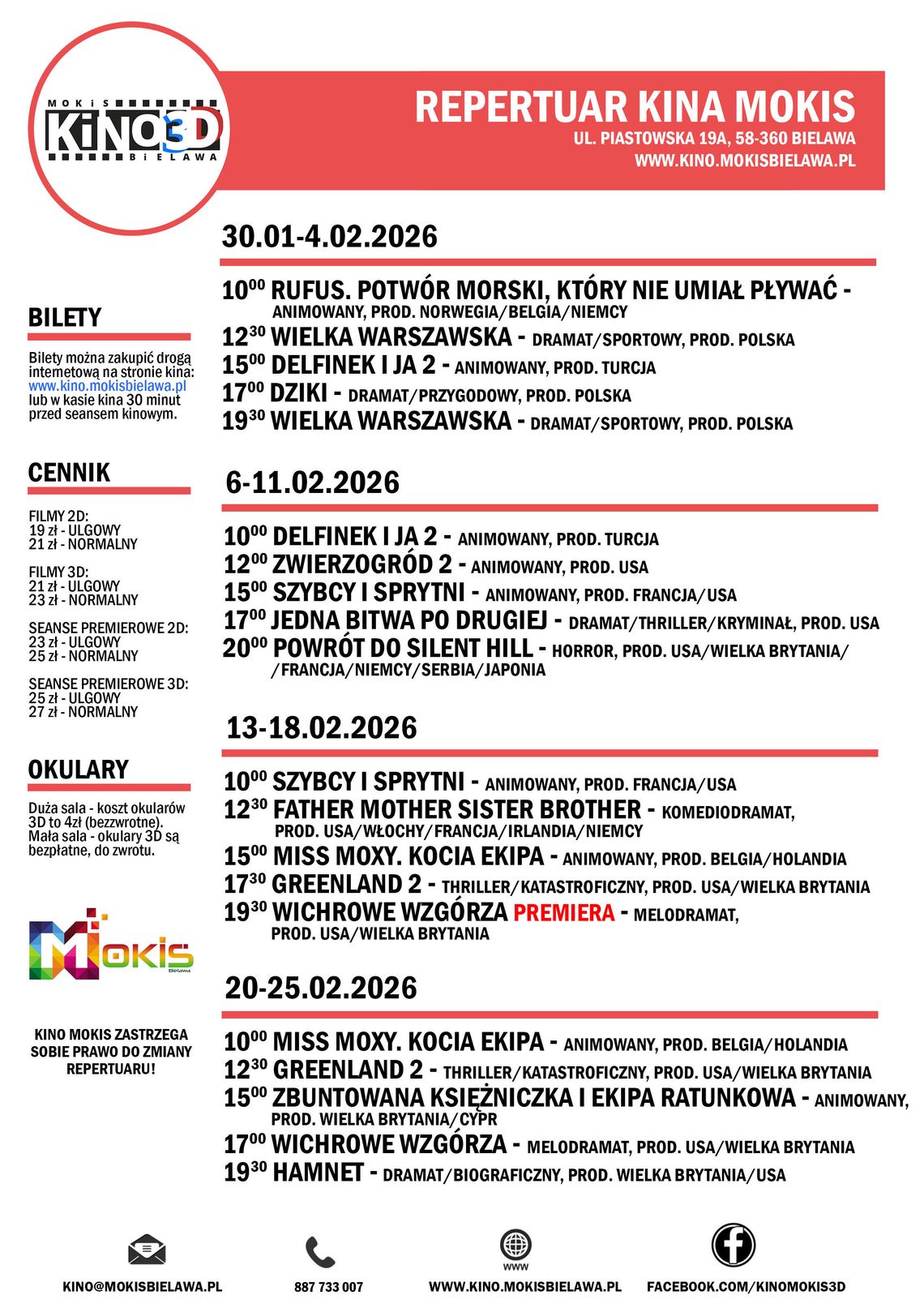 Kino MOKiS w Bielawie zaprasza w lutym 2026 na seanse