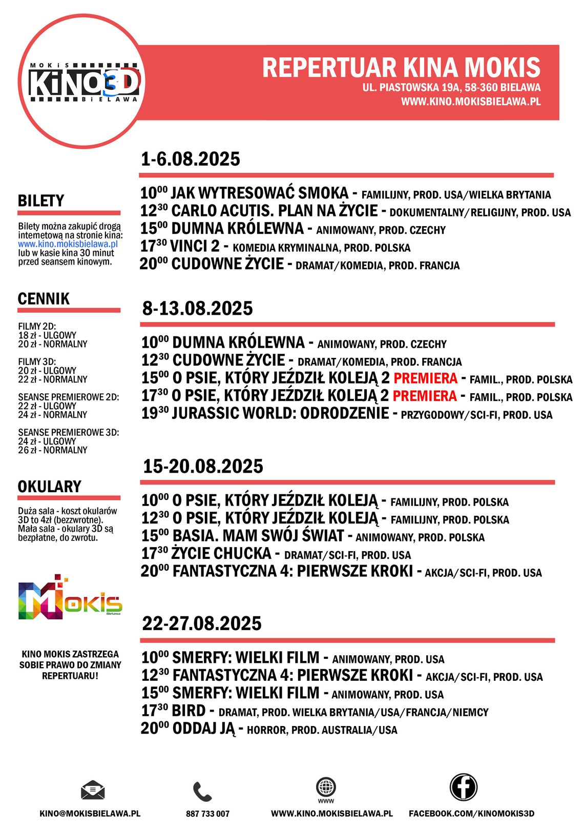 Kino MOKiS w Bielawie zaprasza w sierpniu na seanse