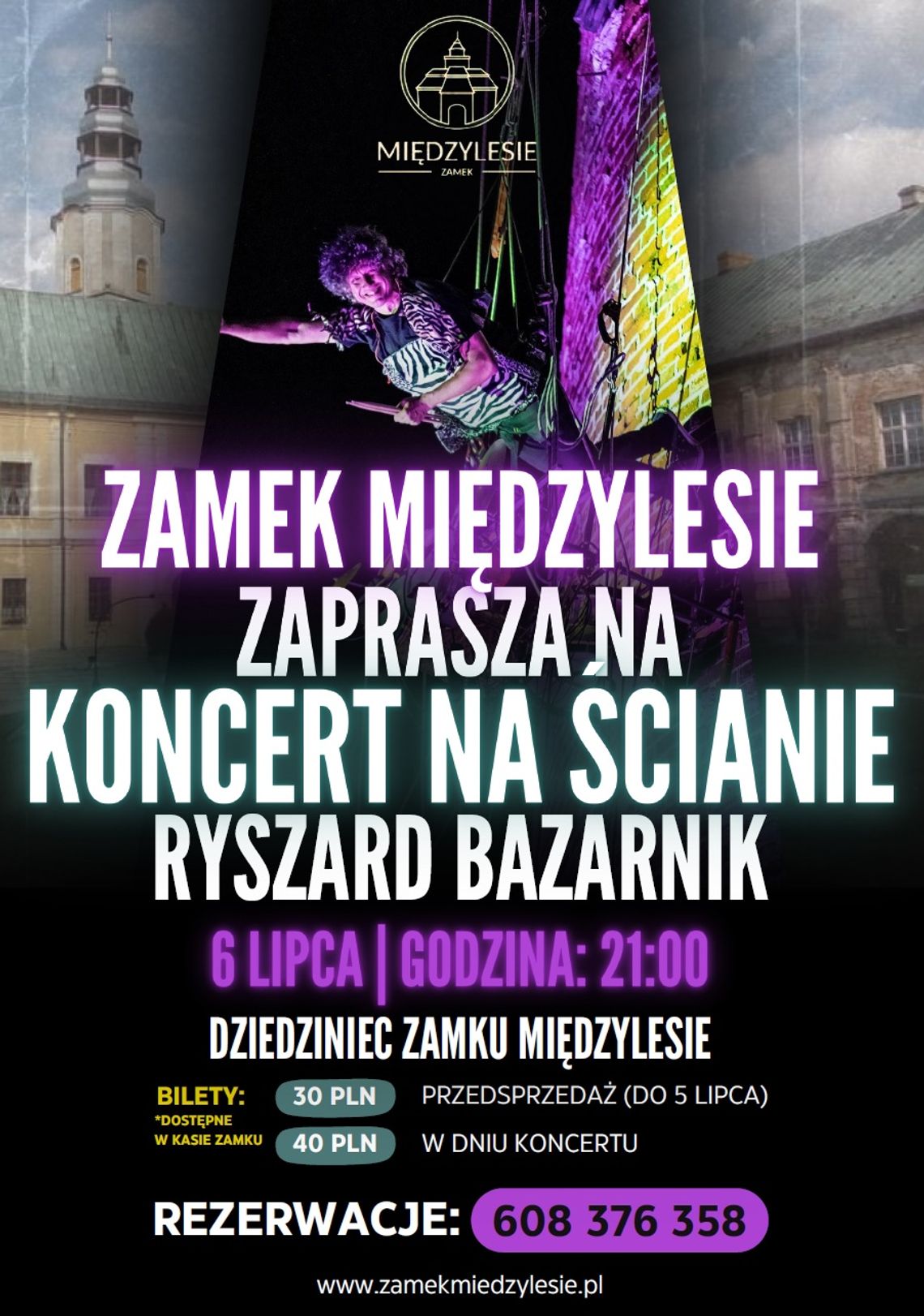 Koncert Bazarnika na ścianie Zamku Międzylesie