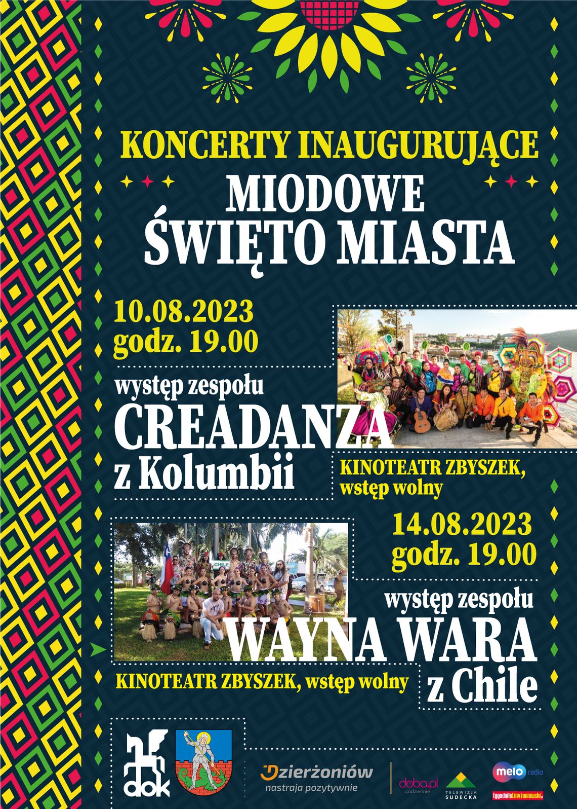 Koncerty inaugurujące Miodowe Święto Dzierżoniowa 10 i 14.08.2023