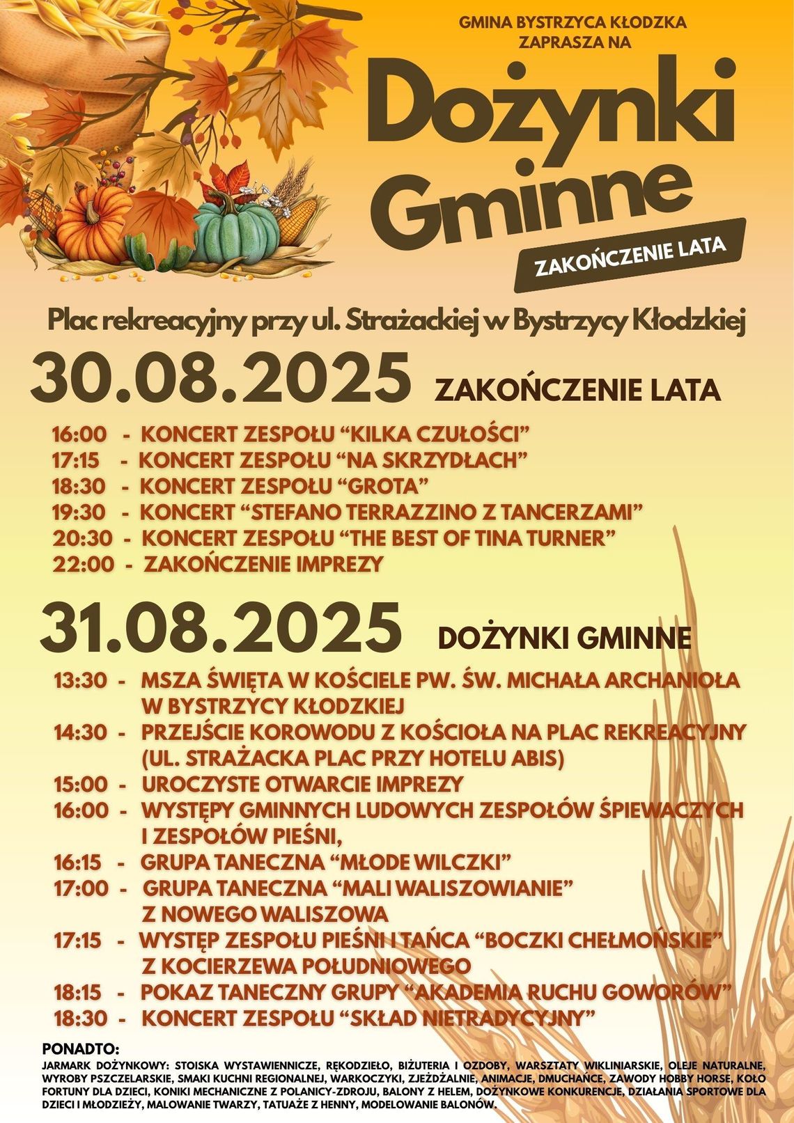 Kończymy lato świętym plonów! Dożynki w Bystrzycy Kłodzkiej 2025