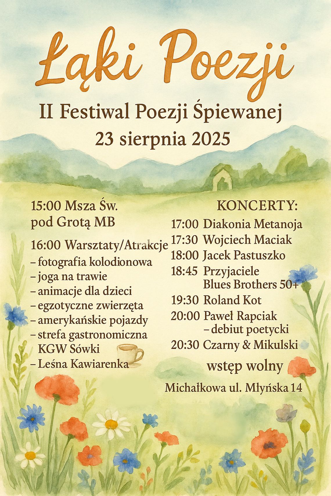 Łąki Poezji – II edycja Festiwalu! 23 sierpnia 2025! Łąki Poezji – II edycja Festiwalu! 23 sierpnia 2025!