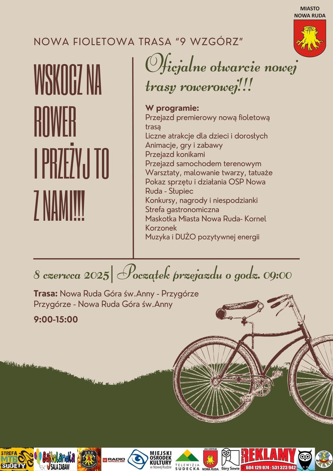 Oficjalne otwarcie nowej fioletowej trasy rowerowej „9 Wzgórz” w Nowej Rudzie!