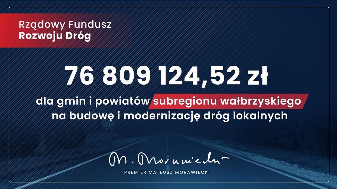 Ogłoszono wyniki Rządowego Funduszu Rozwoju Dróg