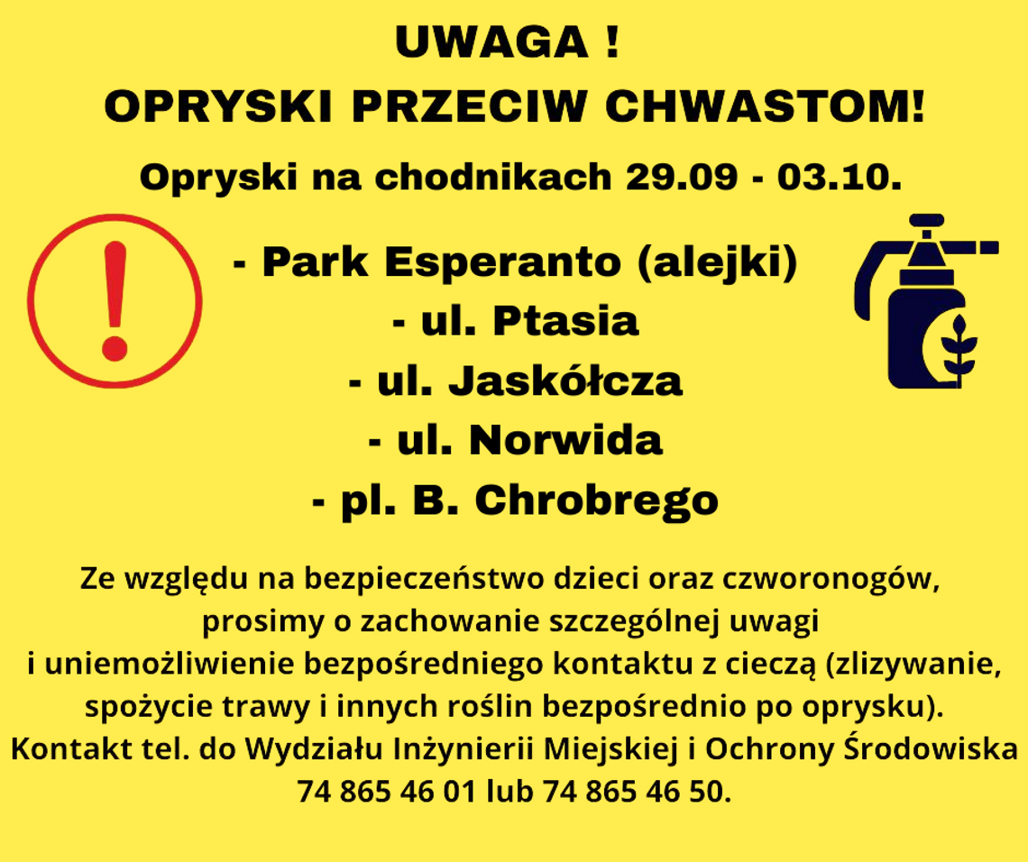 Opryski chemiczne przeciw chwastom w Kłodzku – ważne informacje dla mieszkańców!