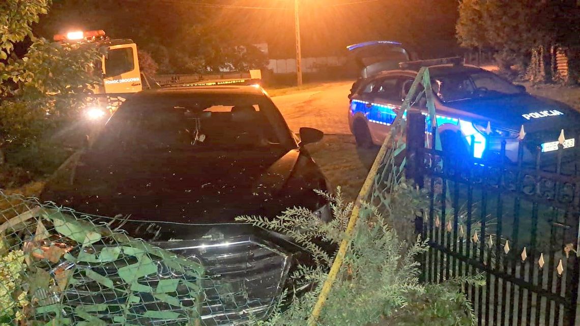 Pilawa Dolna, nietrzeźwa w Audi zatrzymana na płocie