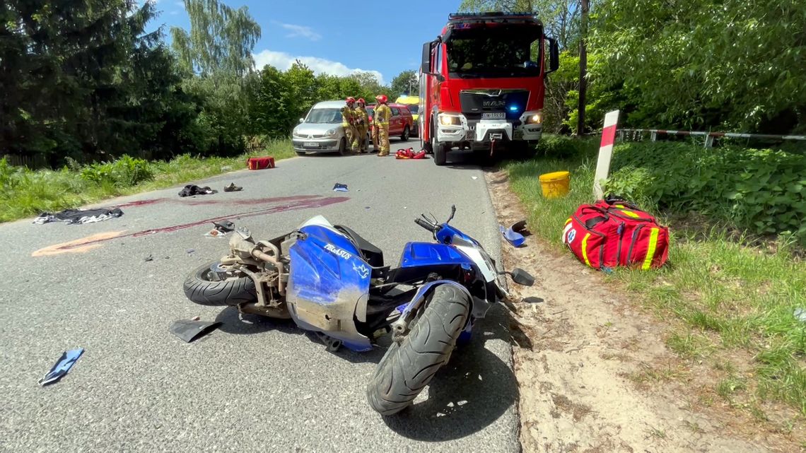 Poważny wypadek drogowy w Gilowie – motocyklista trafił do szpitala