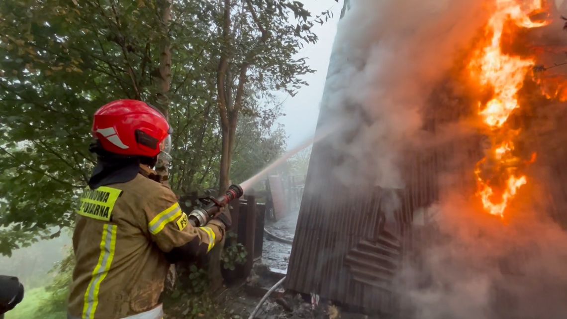 Pożar domku letniskowego powyżej Rościszowa