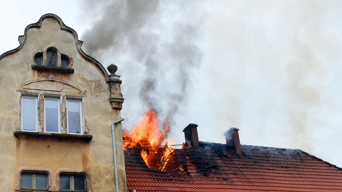 Pożar domu w Dzierżoniowie
