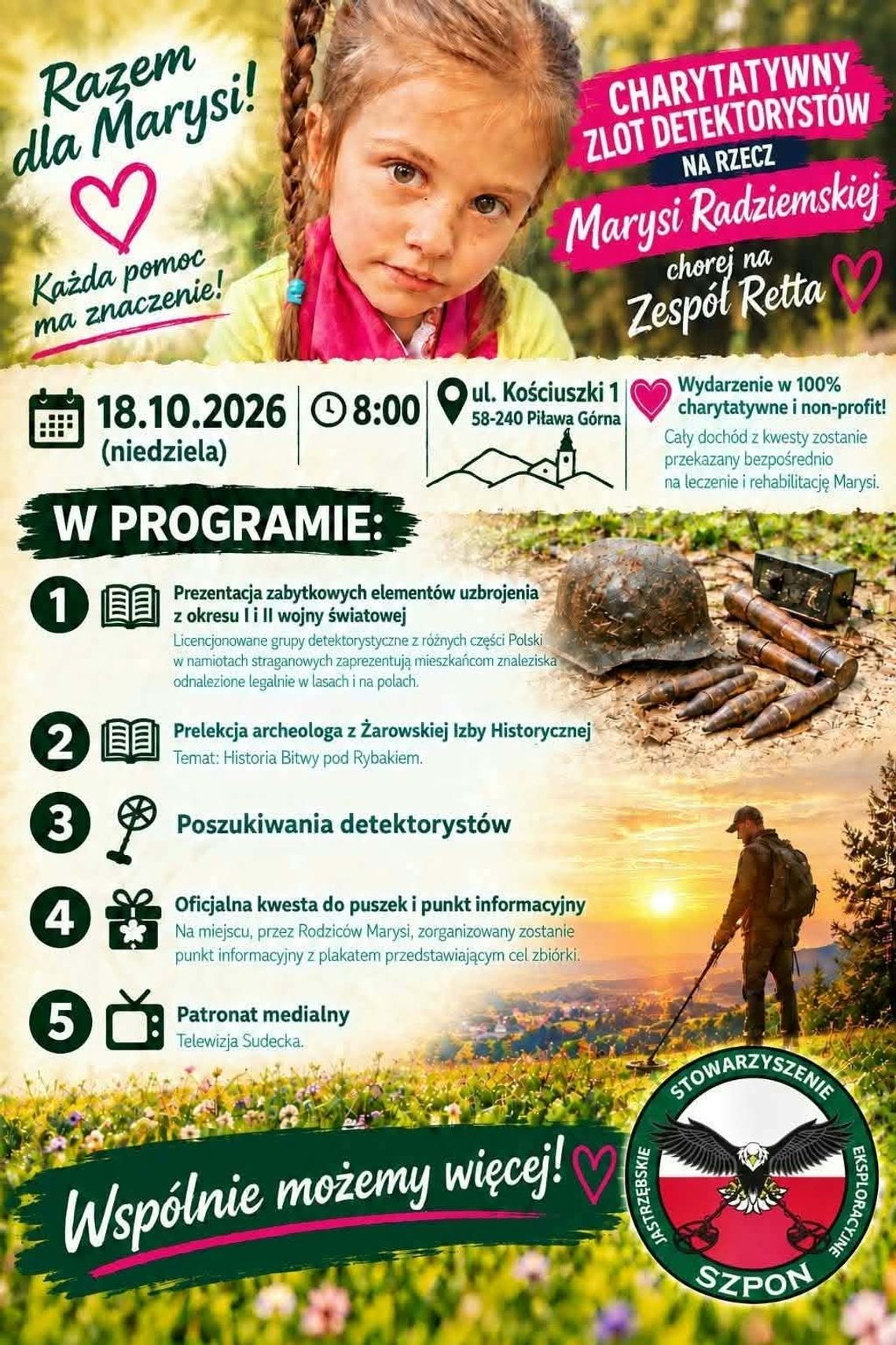 Razem dla Marysi! Charytatywny Zlot Detektorystów w Piławie Górnej Razem dla Marysi! Charytatywny Zlot Detektorystów w Piławie Górnej