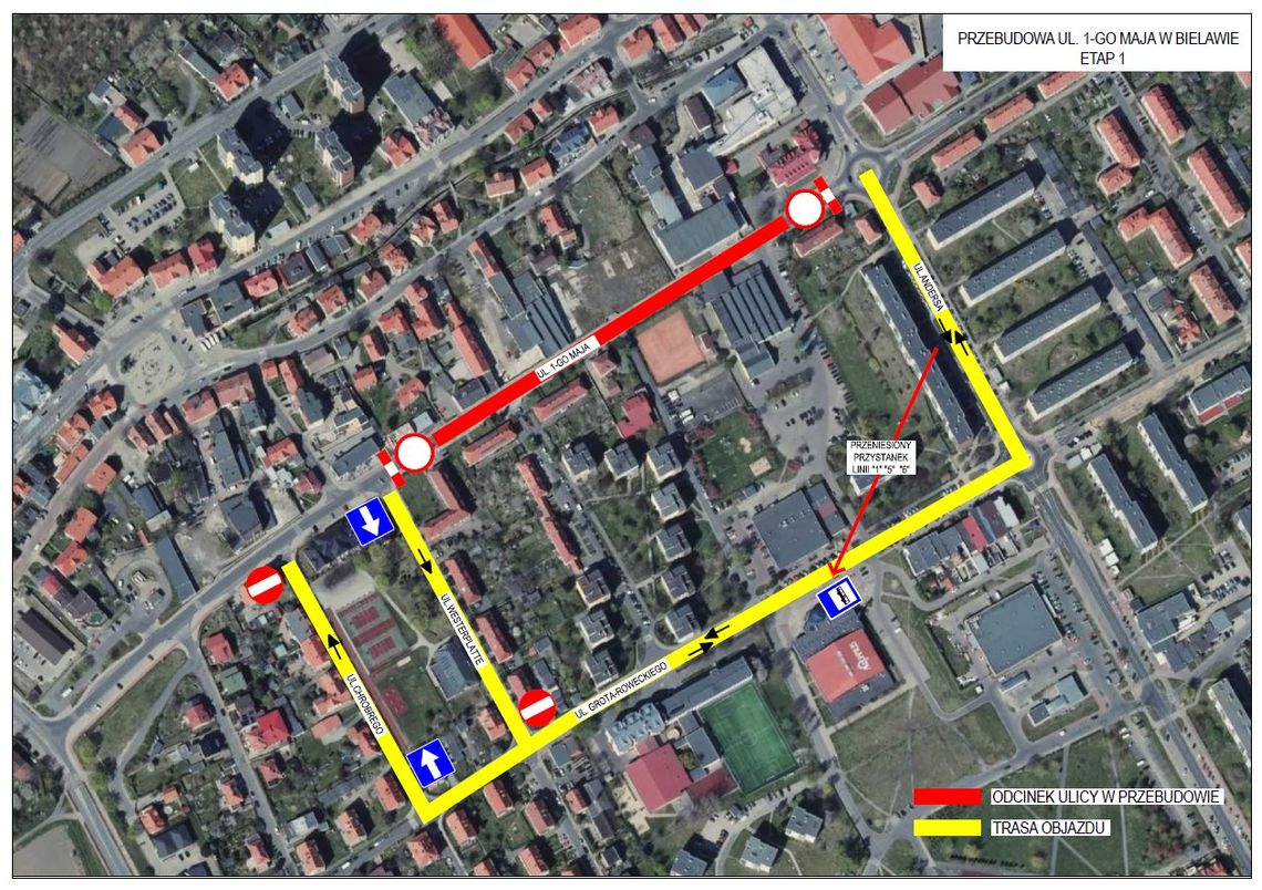 REMONT 1-GO MAJA I SŁONECZNEJ W BIELAWIE – ZMIANA ORGANIZACJI RUCHU