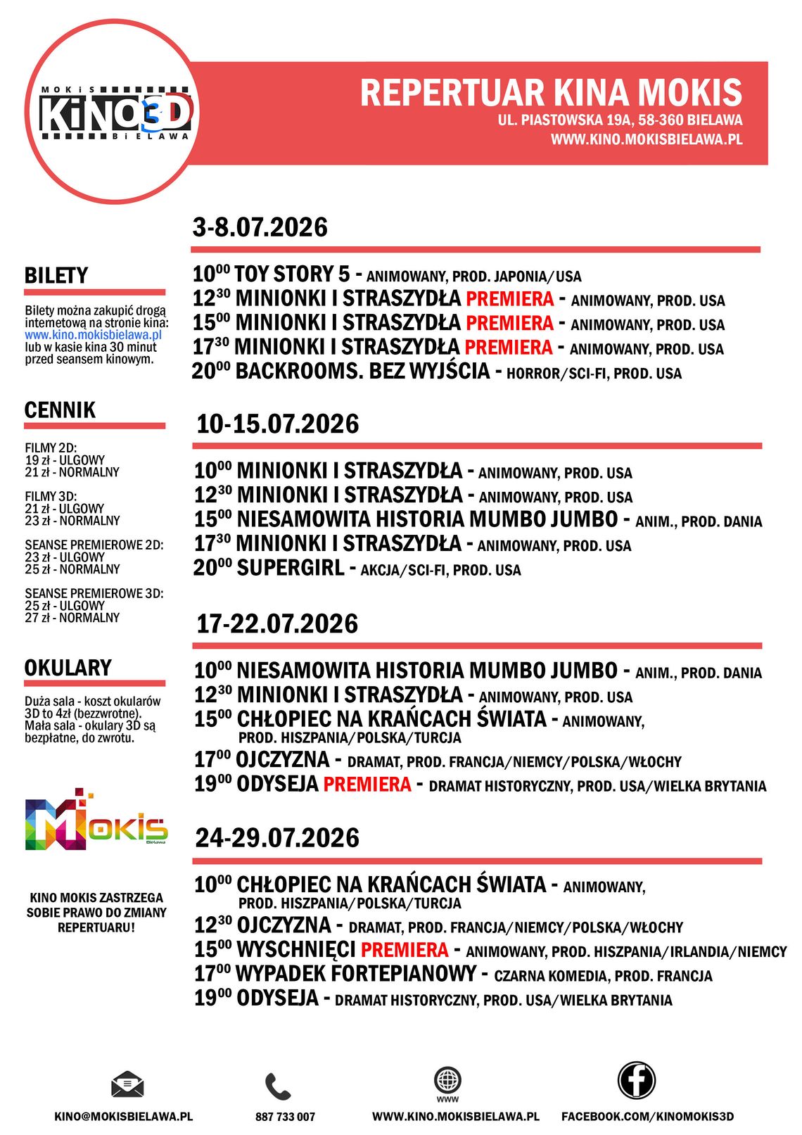 REPERTUAR Kino MOKiS Bielawa - lipiec 2026 REPERTUAR Kino MOKiS Bielawa - lipiec 2026