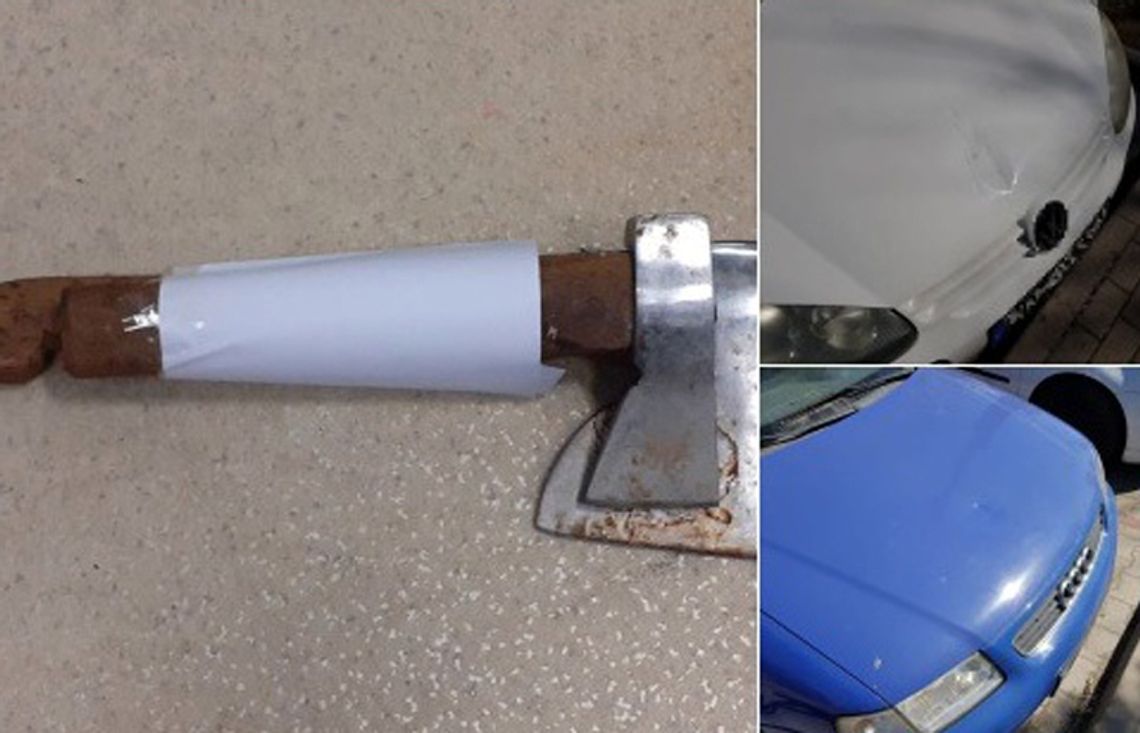 SIEKIERAMI ZNISZCZYŁ DWA  SAMOCHODY