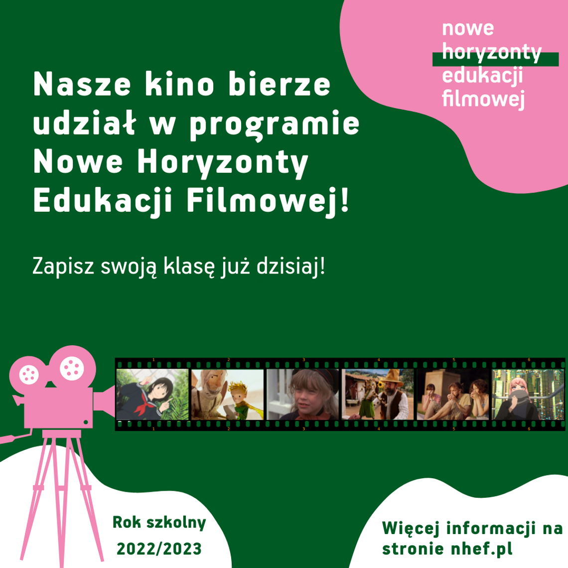 Start zapisów do programu Nowe Horyzonty Edukacji Filmowej  na rok szkolny 2022/2023