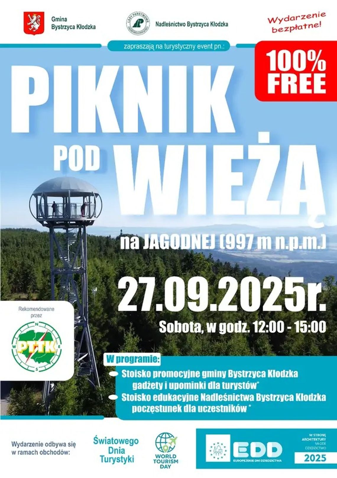Światowy Dzień Turystyki na Jagodnej – zapraszamy na Piknik Pod Wieżą!
