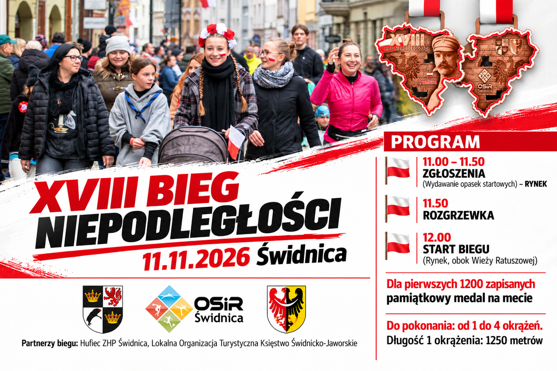 Świdnica: Zapraszamy na Bieg Niepodległości Świdnica: Zapraszamy na Bieg Niepodległości