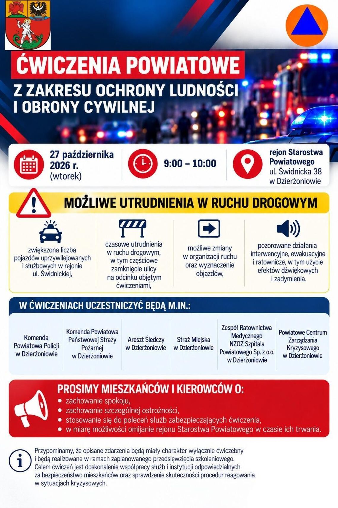 Uwaga - ćwiczenia powiatowe w Dzierżoniowie Uwaga - ćwiczenia powiatowe w Dzierżoniowie