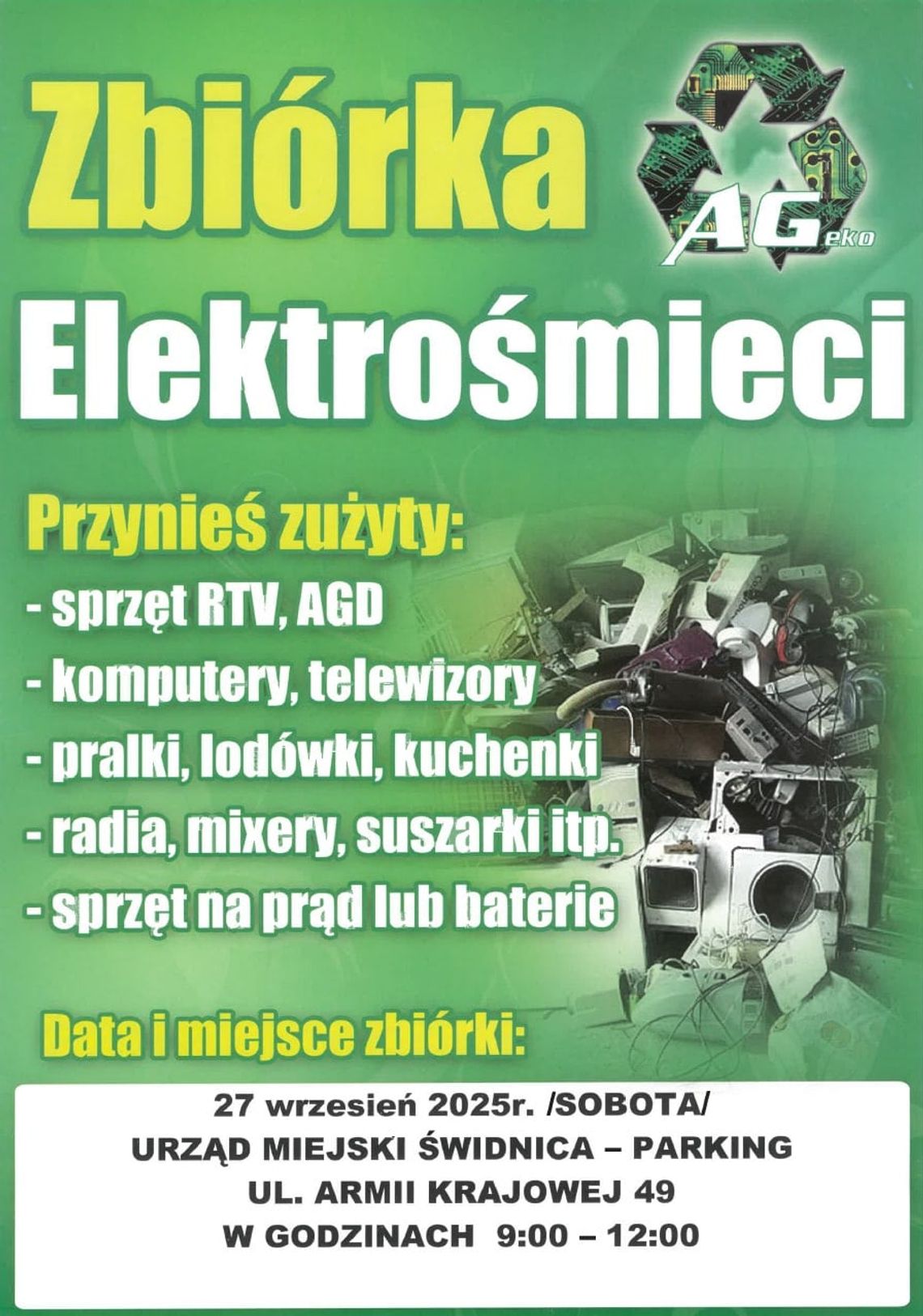 Wrześniowa zbiórka elektrośmieci w Świdnicy Wrześniowa zbiórka elektrośmieci w Świdnicy