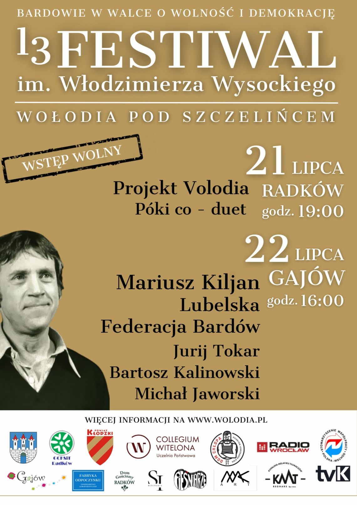 XXIII Festiwal im. Włodzimierza Wysockiego, Radków - Gajów, 21-22 lipca 2023