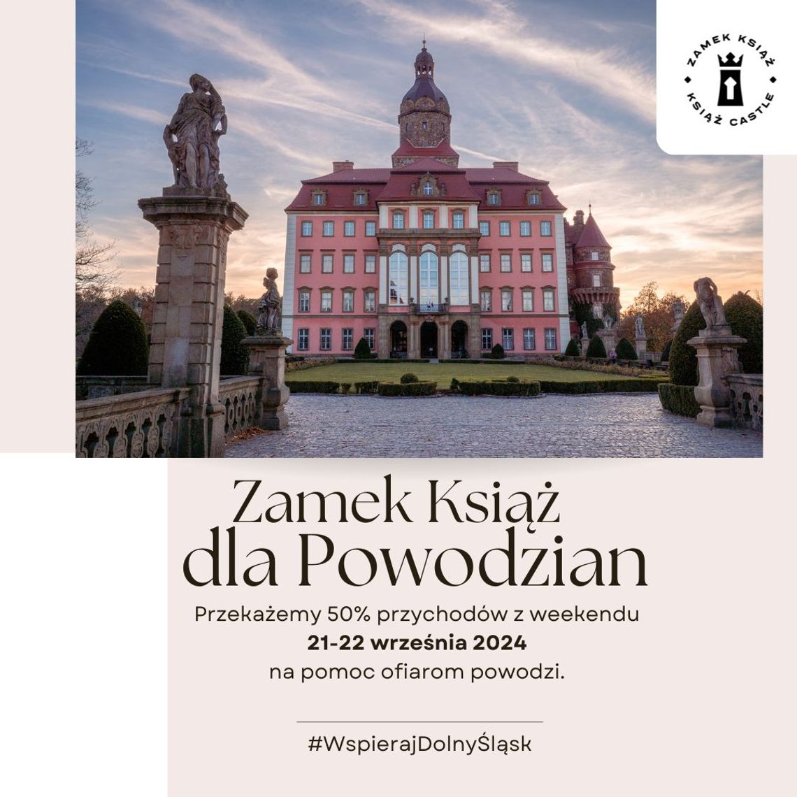 Zamek Książ przekaże połowę przychodów dla powodzian