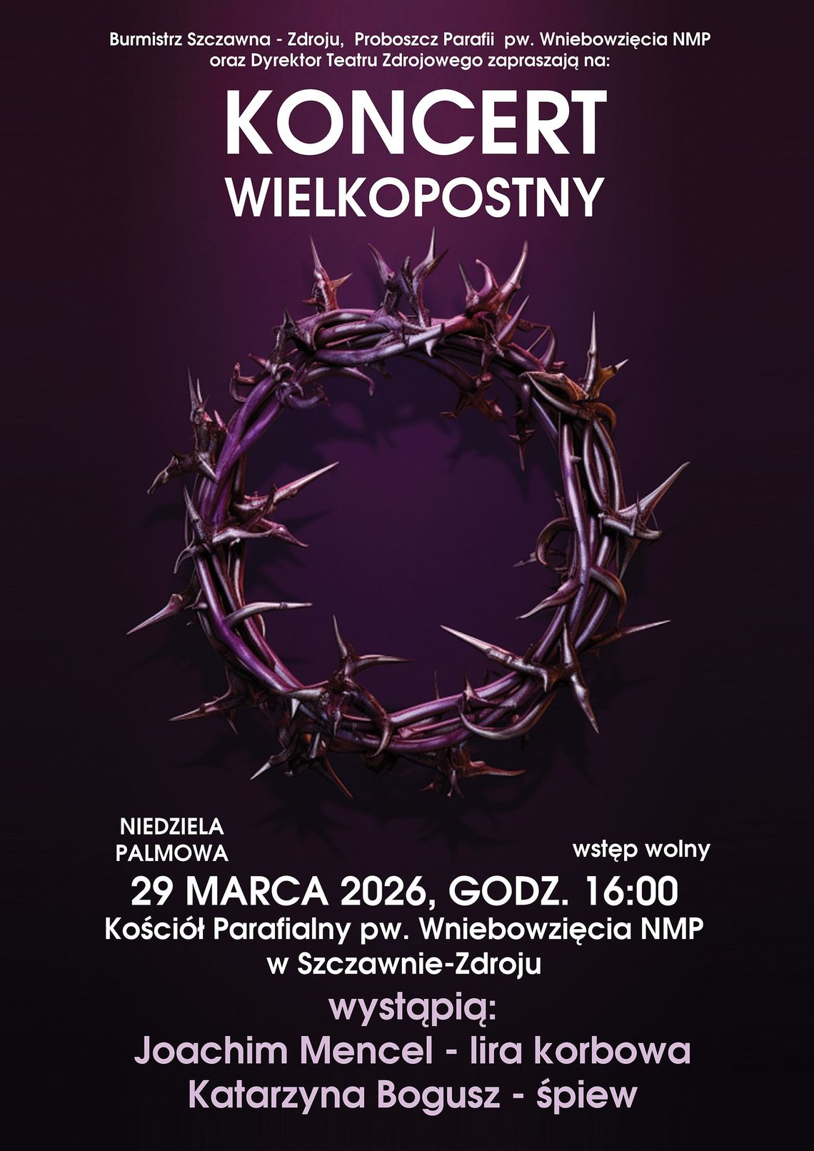 Zapraszamy na Koncert Wielkopostny w Szczawnie-Zdroju